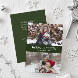 Modern groen script, compact, heldere kerstfoto feestdagenkaart
