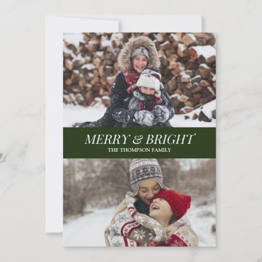 Modern groen script, compact, heldere kerstfoto feestdagenkaart (Voorkant)