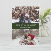 Modern groen script, compact, heldere kerstfoto feestdagenkaart (Staand voorkant)
