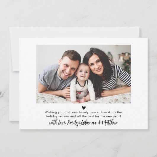 Modern Groen Script Eenvoudig 2 Foto Kerstmis Feestdagenkaart (Achterkant)