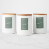 Modern groen script kaars product label voedselcontainer etiket (Flessen)