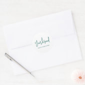 Modern groen script kaars productlabel ronde sticker (Envelop)