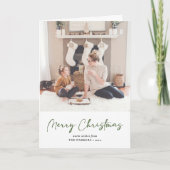 Modern groen script met minimalistisch kerstfeest feestdagen kaart (Voorkant)
