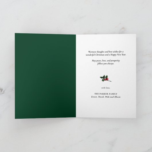 Modern groen script met minimalistisch kerstfeest feestdagen kaart (Binnen)