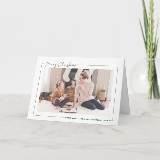 Modern groen script met minimalistisch kerstfeest feestdagen kaart (Voorkant)