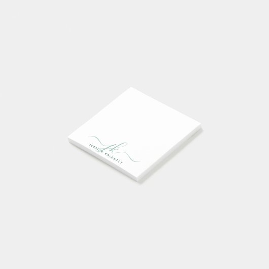 Modern groen script Monogram Initialen Post-it® Notes (Schuin)