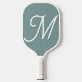 Modern groen script monogram pickleball paddle (Achterkant)