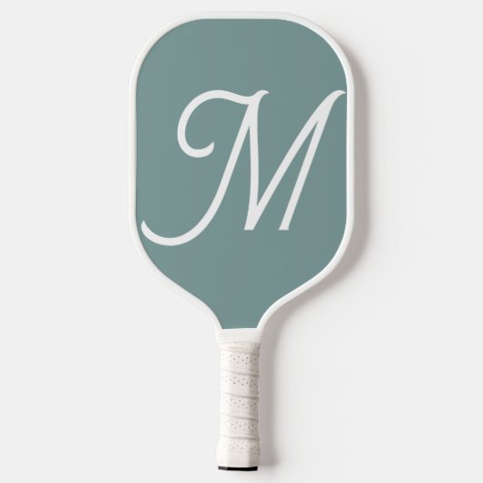 Modern groen script monogram pickleball paddle (Achterkant)