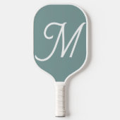 Modern groen script monogram pickleball paddle (Voorkant)