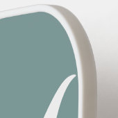 Modern groen script monogram pickleball paddle (Links Detail)