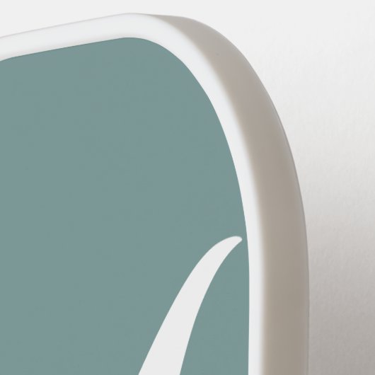 Modern groen script monogram pickleball paddle (Links Detail)