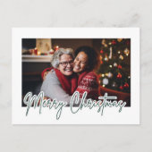 Modern Groen Script Prettig Kerstmis Foto Briefkaart (Voorkant)