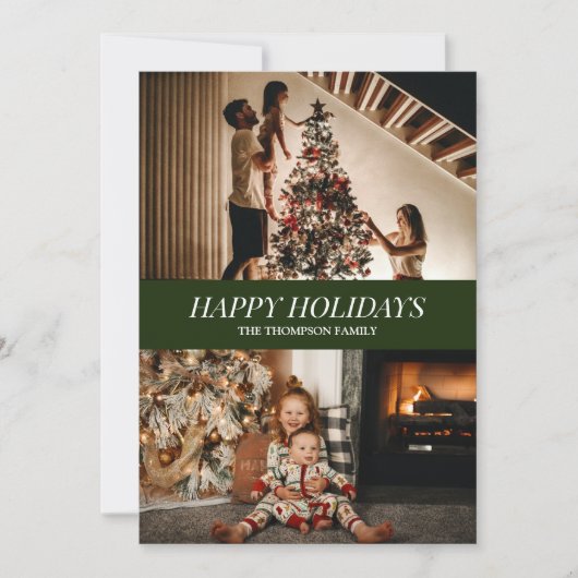 Modern groen script Prettige feestdagen kerstfoto Feestdagenkaart (Voorkant)