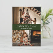 Modern groen script Prettige feestdagen kerstfoto Feestdagenkaart (Staand voorkant)