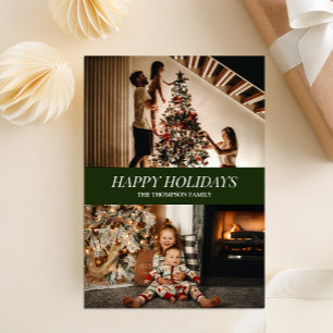 Modern groen script Prettige feestdagen kerstfoto Feestdagenkaart