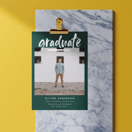 Modern groen script, stijlvol afstuderen kaart