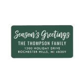 Modern Groen Seizoensgroeten Script Etiket (Voorkant)