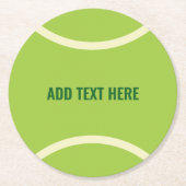 Modern groen tennisbal cadeau ronde kartonnen onderzetter (Voorkant)