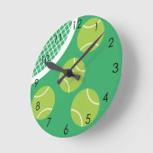 Modern groen tennisbal racket ronde klok (Hoek)