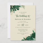 Modern groen Tropisch gebladerte Elegante bruiloft Kaart (Voorkant)