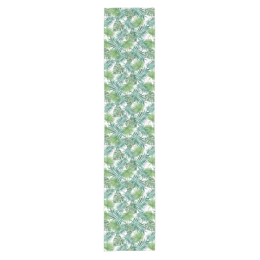 Modern groen tropisch palm leest pattern korte tafelloper (Voorkant)