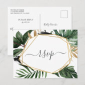 Modern groen Tropische bruiloft RSVP Uitnodiging Briefkaart (Voorkant / Achterkant)