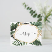 Modern groen Tropische bruiloft RSVP Uitnodiging Briefkaart (Staand voorkant)