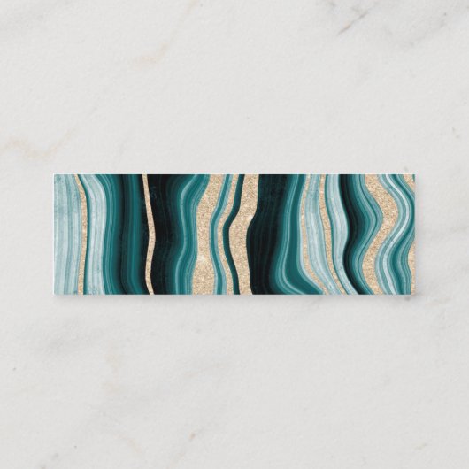 Modern groen turquoise agaat marmer bruiloft detai mini visitekaartje (Achterkant)