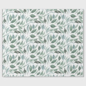 Modern groen Waterverf bladeren patroon Cadeaupapier (Vlak)