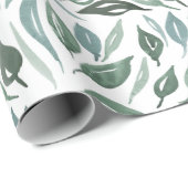 Modern groen Waterverf bladeren patroon Cadeaupapier (Rol Hoek)
