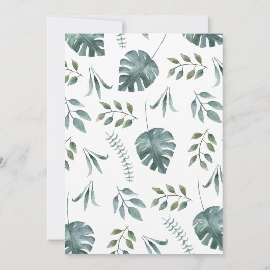 Modern groen Waterverf Safari Baby shower Kaart (Achterkant)