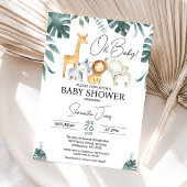 Modern groen Waterverf Safari Baby shower Kaart