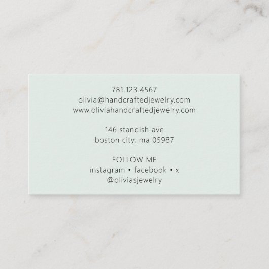 Modern groen Waterverf script klein Visitekaartje (Achterkant)