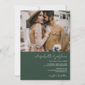 Modern groen wit 4 foto Qr alles in één bruiloft Kaart (Voorkant)