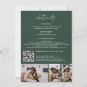 Modern groen wit 4 foto Qr alles in één bruiloft Kaart (Achterkant)