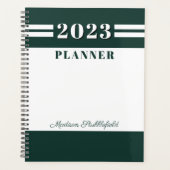 Modern Groen Wit Aangepast Gepersonaliseerd 2024 Planner (Voorkant)