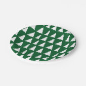 Modern groen wit boom patroon vakantie feest papieren bordje (Gekanteld)