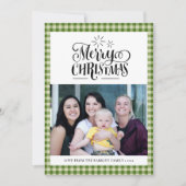 Modern groen wit buffel speldevormig handschrift e feestdagenkaart (Voorkant)