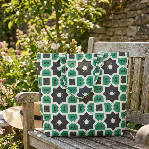Modern groen wit en zwart geometrisch patroon stof