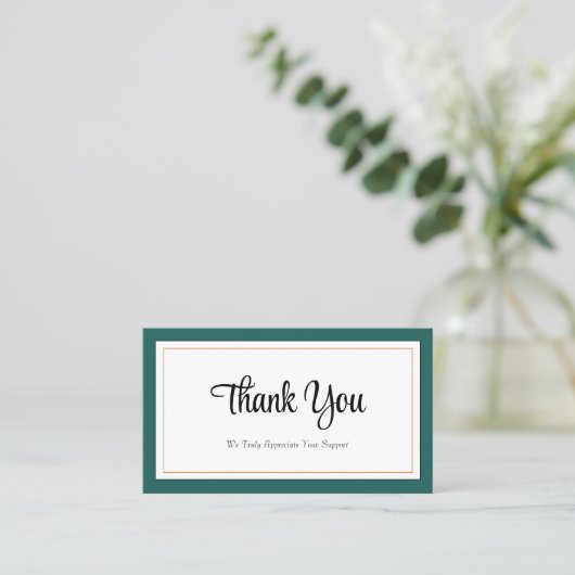 Modern Groen Wit Goud Dank u Kaart Visitekaartje (Staand voorkant)