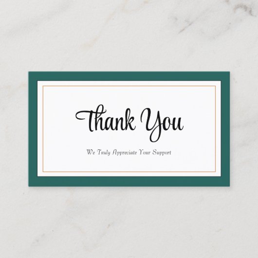 Modern Groen Wit Goud Dank u Kaart Visitekaartje (Voorkant)