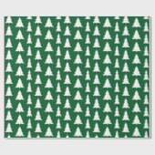 Modern groen wit kerstboom patroon cadeaupapier (Vlak)