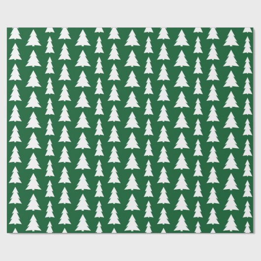 Modern groen wit kerstboom patroon cadeaupapier (Vlak)