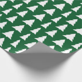 Modern groen wit kerstboom patroon cadeaupapier (Hoek)
