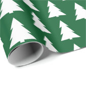 Modern groen wit kerstboom patroon cadeaupapier (Rol Hoek)