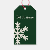 Modern groen & wit laat het sneeuwKerstmis Cadeaulabel (Voorkant)