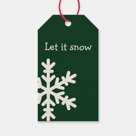 Modern groen & wit laat het sneeuwKerstmis Cadeaulabel (Voorkant)