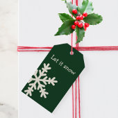 Modern groen & wit laat het sneeuwKerstmis Cadeaulabel