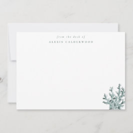 Modern groen Zee koraal gepersonaliseerd Notitiekaartje