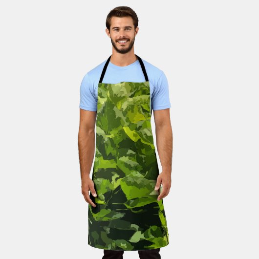 Modern groen zomerblad natuur abstract bladblad schort (Gedragen)